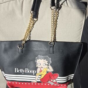 Betty Boop Black and Red Tote with Gold Accents